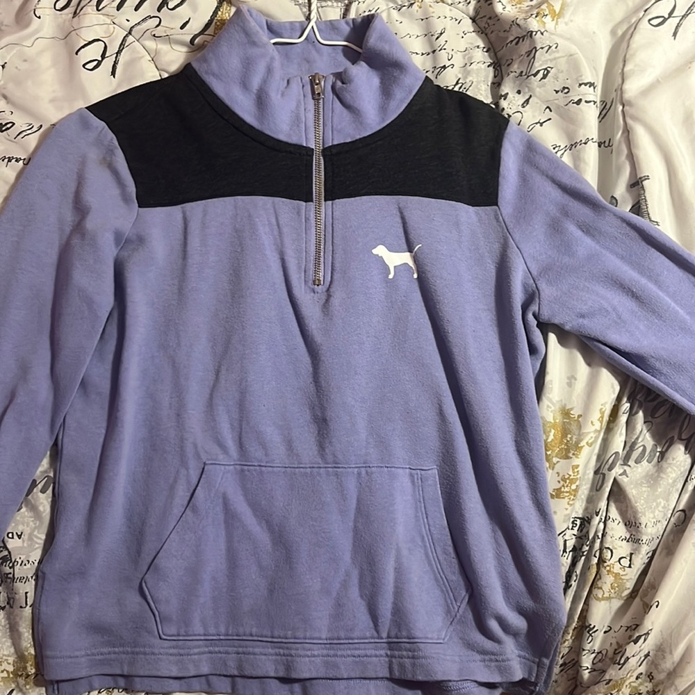 PINK half zip up pullover jacket with a small unnoticeable stain on the shoulder
